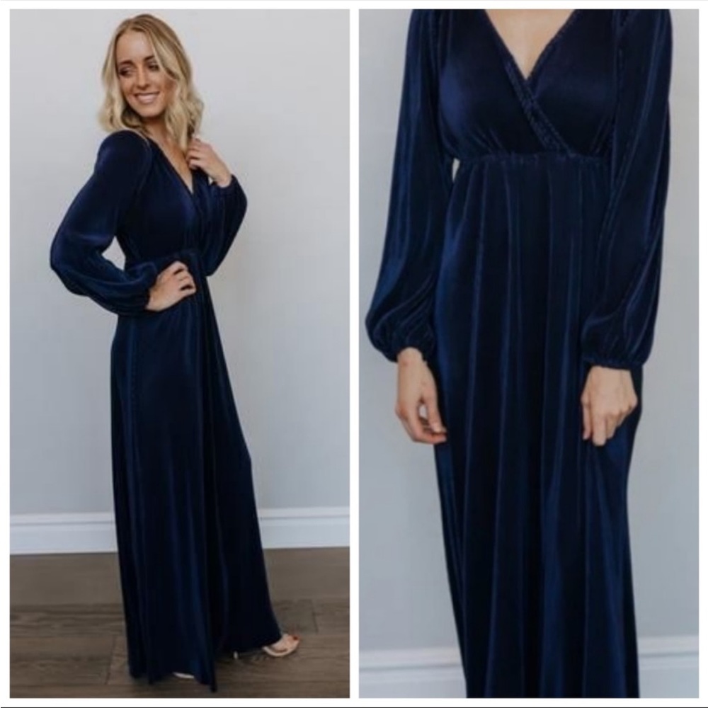Baltic Born - Venus Navy Pleated Maxi Dress -Size Large